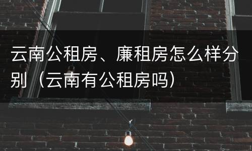 云南公租房、廉租房怎么样分别（云南有公租房吗）