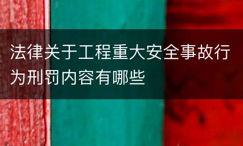 法律关于工程重大安全事故行为刑罚内容有哪些