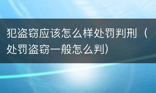 犯盗窃应该怎么样处罚判刑（处罚盗窃一般怎么判）
