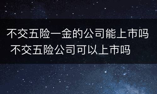 不交五险一金的公司能上市吗 不交五险公司可以上市吗