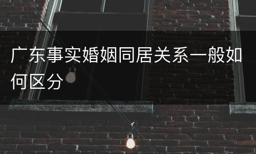 广东事实婚姻同居关系一般如何区分