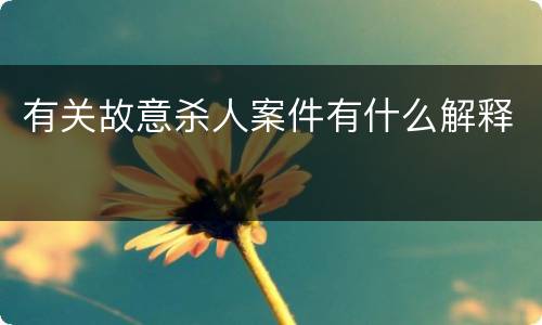 有关故意杀人案件有什么解释