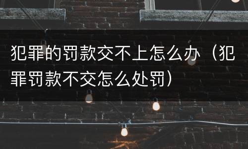 犯罪的罚款交不上怎么办（犯罪罚款不交怎么处罚）