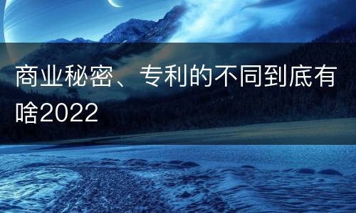 商业秘密、专利的不同到底有啥2022
