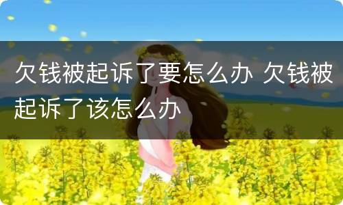 欠钱被起诉了要怎么办 欠钱被起诉了该怎么办