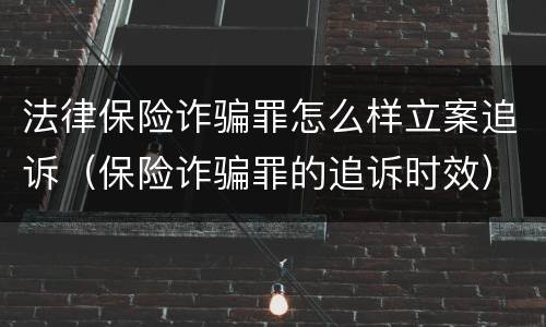 法律保险诈骗罪怎么样立案追诉（保险诈骗罪的追诉时效）