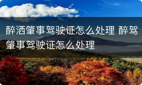 醉洒肇事驾驶证怎么处理 醉驾肇事驾驶证怎么处理