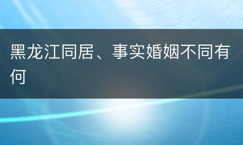 黑龙江同居、事实婚姻不同有何