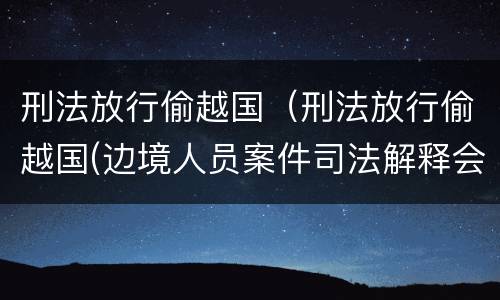刑法放行偷越国（刑法放行偷越国(边境人员案件司法解释会如何规定）