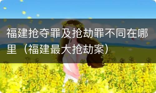 福建抢夺罪及抢劫罪不同在哪里（福建最大抢劫案）