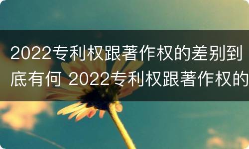 2022专利权跟著作权的差别到底有何 2022专利权跟著作权的差别到底有何不同