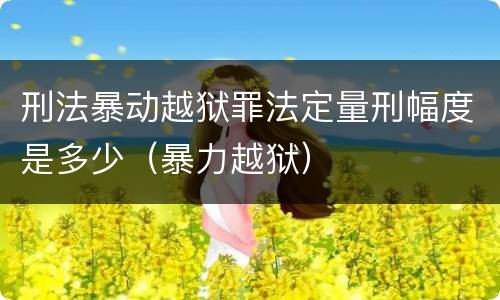 刑法暴动越狱罪法定量刑幅度是多少（暴力越狱）