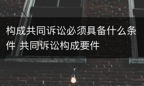 构成共同诉讼必须具备什么条件 共同诉讼构成要件