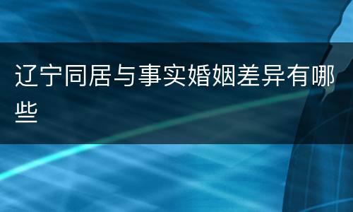 辽宁同居与事实婚姻差异有哪些