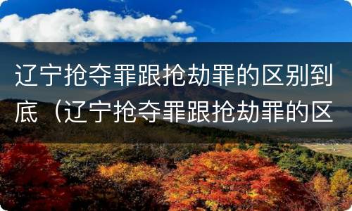 辽宁抢夺罪跟抢劫罪的区别到底（辽宁抢夺罪跟抢劫罪的区别到底是什么）