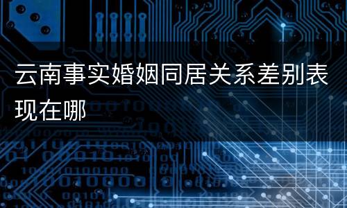 云南事实婚姻同居关系差别表现在哪