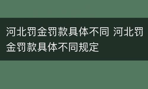 河北罚金罚款具体不同 河北罚金罚款具体不同规定