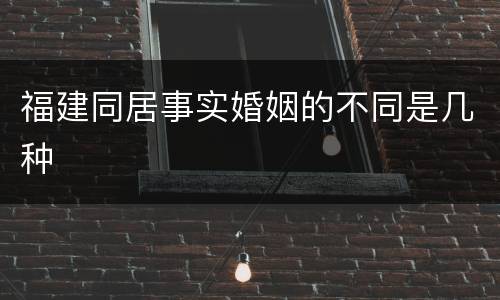 福建同居事实婚姻的不同是几种