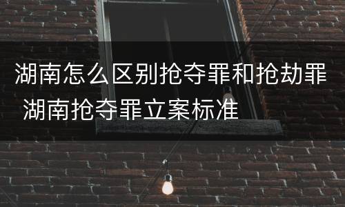 湖南怎么区别抢夺罪和抢劫罪 湖南抢夺罪立案标准