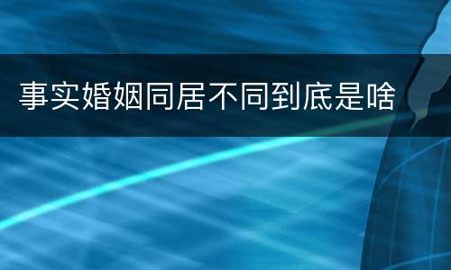 事实婚姻同居不同到底是啥