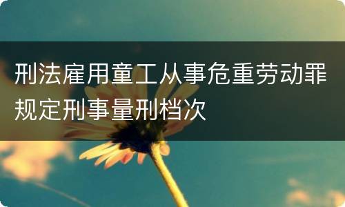 刑法雇用童工从事危重劳动罪规定刑事量刑档次