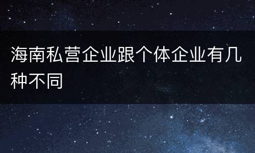 海南私营企业跟个体企业有几种不同