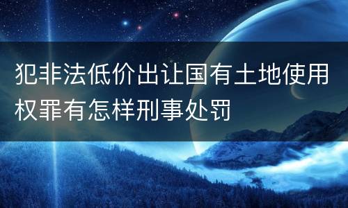 犯非法低价出让国有土地使用权罪有怎样刑事处罚