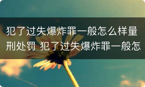犯了过失爆炸罪一般怎么样量刑处罚 犯了过失爆炸罪一般怎么样量刑处罚多少钱