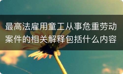 最高法雇用童工从事危重劳动案件的相关解释包括什么内容