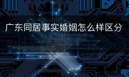 广东同居事实婚姻怎么样区分