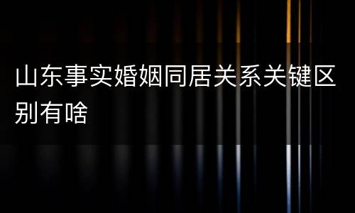 山东事实婚姻同居关系关键区别有啥
