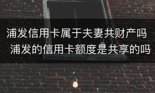 浦发信用卡属于夫妻共财产吗 浦发的信用卡额度是共享的吗