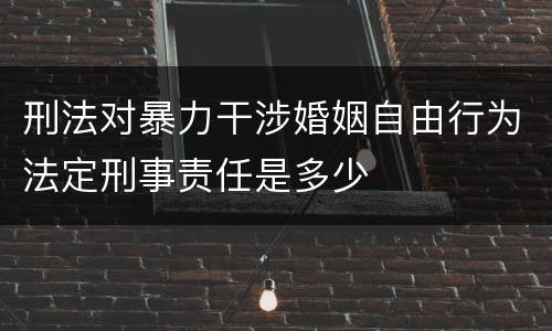刑法对暴力干涉婚姻自由行为法定刑事责任是多少