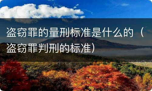 盗窃罪的量刑标准是什么的（盗窃罪判刑的标准）