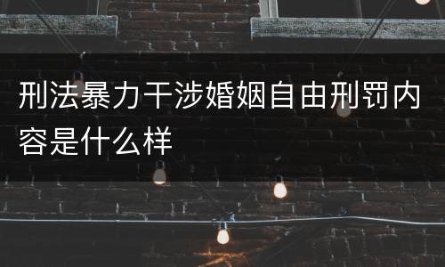 刑法暴力干涉婚姻自由刑罚内容是什么样