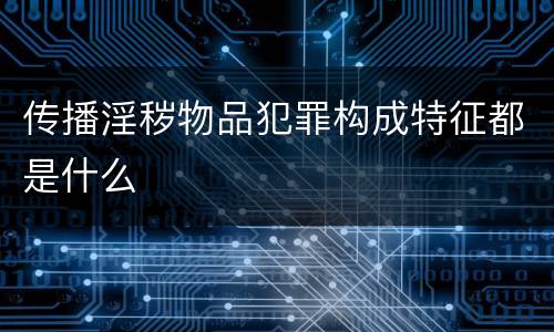 传播淫秽物品犯罪构成特征都是什么