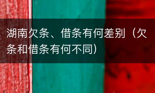 湖南欠条、借条有何差别（欠条和借条有何不同）