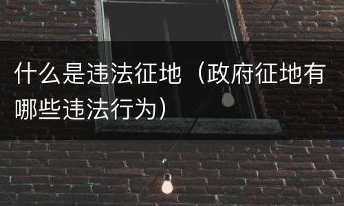 什么是违法征地（政府征地有哪些违法行为）