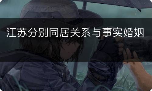 江苏分别同居关系与事实婚姻