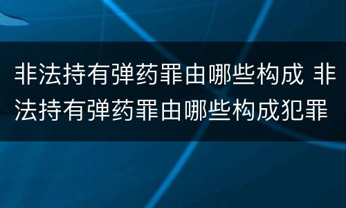 非法持有弹药罪由哪些构成 非法持有弹药罪由哪些构成犯罪