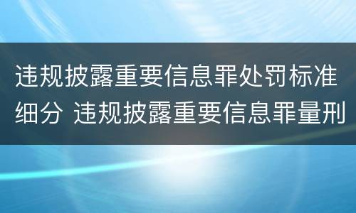 违规披露重要信息罪处罚标准细分 违规披露重要信息罪量刑