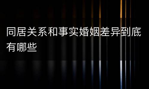 同居关系和事实婚姻差异到底有哪些