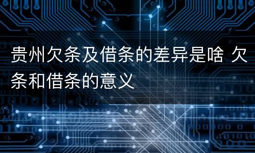 贵州欠条及借条的差异是啥 欠条和借条的意义
