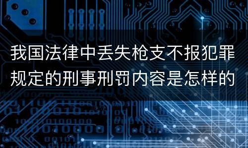 我国法律中丢失枪支不报犯罪规定的刑事刑罚内容是怎样的
