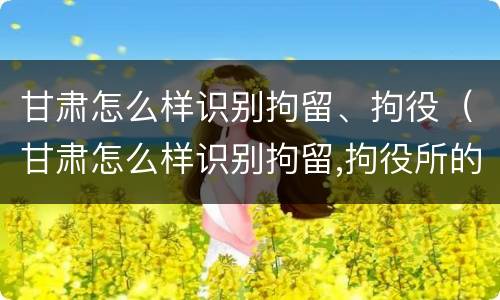 甘肃怎么样识别拘留、拘役（甘肃怎么样识别拘留,拘役所的人）