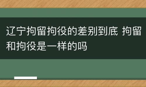 辽宁拘留拘役的差别到底 拘留和拘役是一样的吗