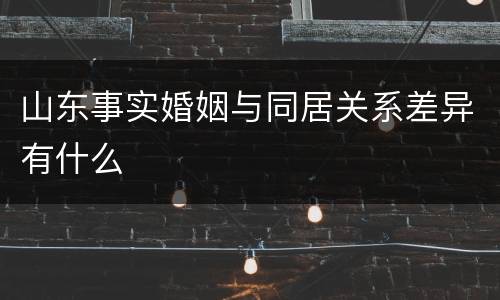 山东事实婚姻与同居关系差异有什么