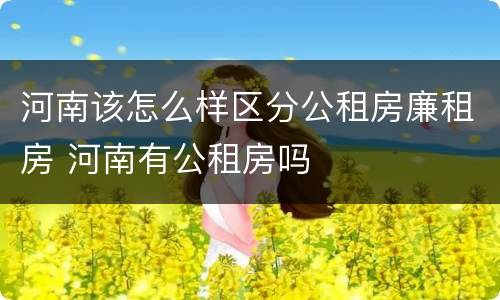 河南该怎么样区分公租房廉租房 河南有公租房吗