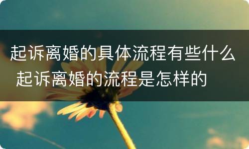 起诉离婚的具体流程有些什么 起诉离婚的流程是怎样的