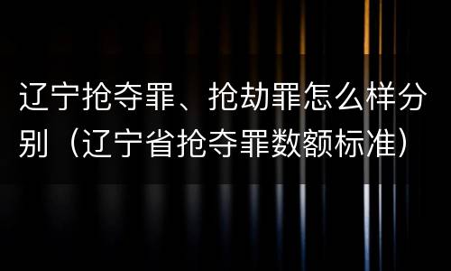辽宁抢夺罪、抢劫罪怎么样分别（辽宁省抢夺罪数额标准）